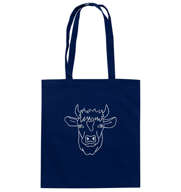 Kuh weiß - Baumwolltasche Einkaufstasche Tier-Shirts.com French Navy ca. 38x42