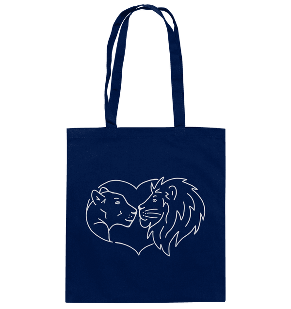 Löwenpaar weiß - Baumwolltasche Taschen Tier-Shirts.com French Navy ca. 38x42