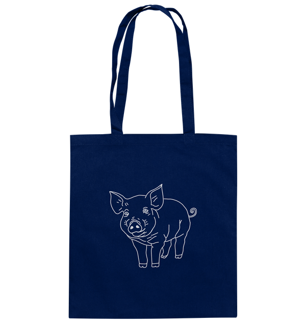 Schwein weiß - Baumwolltasche Einkaufstasche Tier-Shirts.com French Navy ca. 38x42