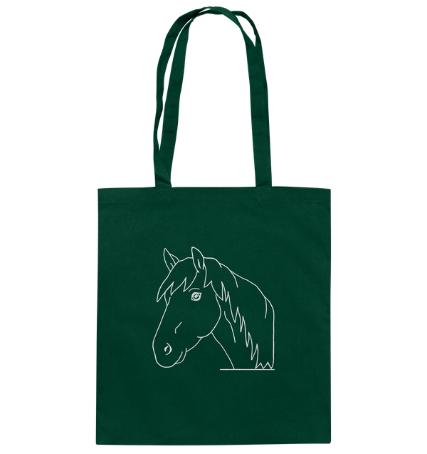 Pferd weiß - Baumwolltasche Einkaufstasche Tier-Shirts.com Bottle Green ca. 38x42