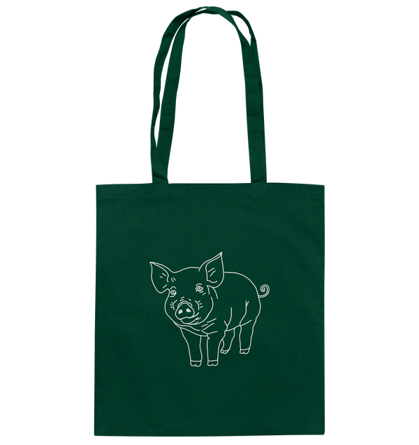 Schwein weiß - Baumwolltasche Einkaufstasche Tier-Shirts.com Bottle Green ca. 38x42