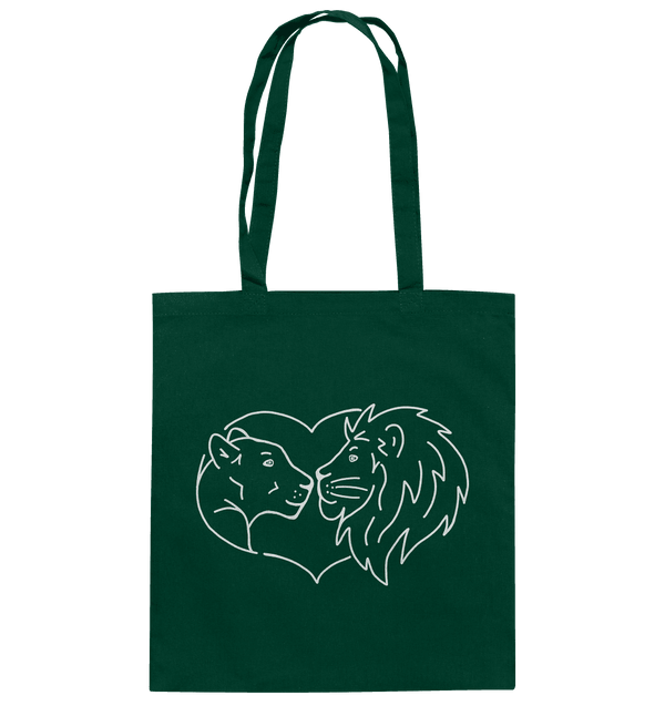 Löwenpaar weiß - Baumwolltasche Taschen Tier-Shirts.com Bottle Green ca. 38x42