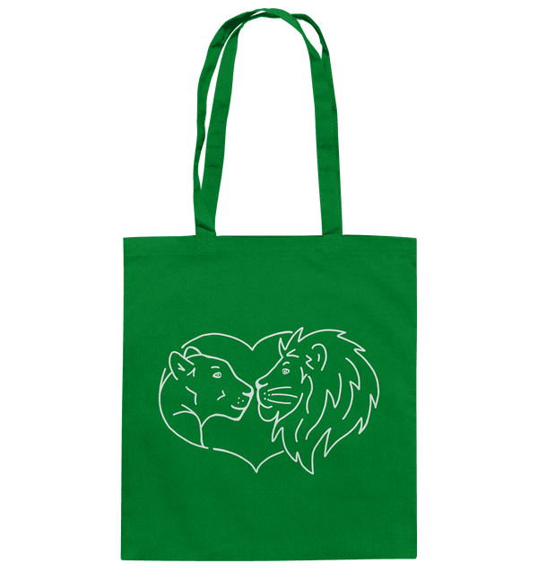 Löwenpaar weiß - Baumwolltasche Taschen Tier-Shirts.com Kelly Green ca. 38x42