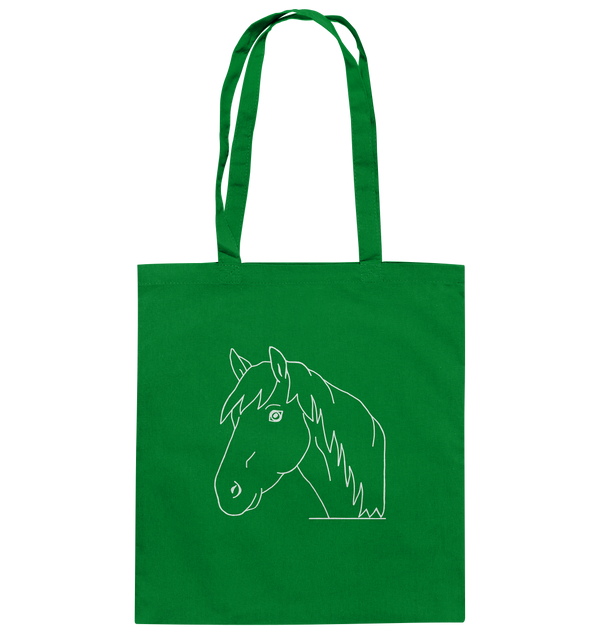 Pferd weiß - Baumwolltasche Einkaufstasche Tier-Shirts.com Kelly Green ca. 38x42