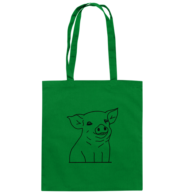 Ferkel schwarz - Baumwolltasche Einkaufstasche Tier-Shirts.com Kelly Green ca. 38x42