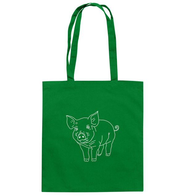 Schwein weiß - Baumwolltasche Einkaufstasche Tier-Shirts.com Kelly Green ca. 38x42