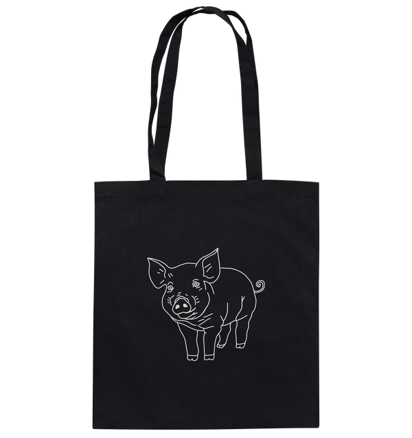 Schwein weiß - Baumwolltasche Einkaufstasche Tier-Shirts.com Black ca. 38x42