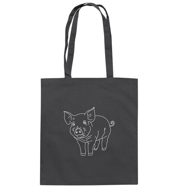 Schwein weiß - Baumwolltasche Einkaufstasche Tier-Shirts.com Graphite Grey ca. 38x42
