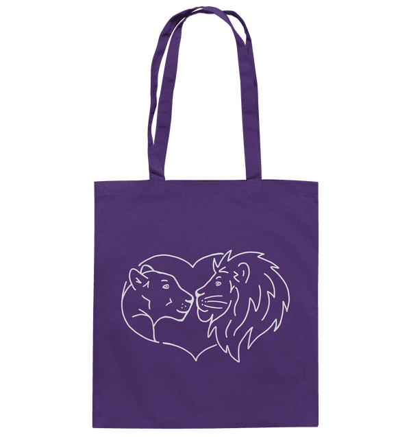 Löwenpaar weiß - Baumwolltasche Taschen Tier-Shirts.com Purple ca. 38x42