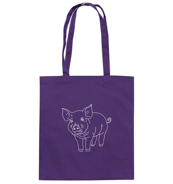 Schwein weiß - Baumwolltasche Einkaufstasche Tier-Shirts.com Purple ca. 38x42