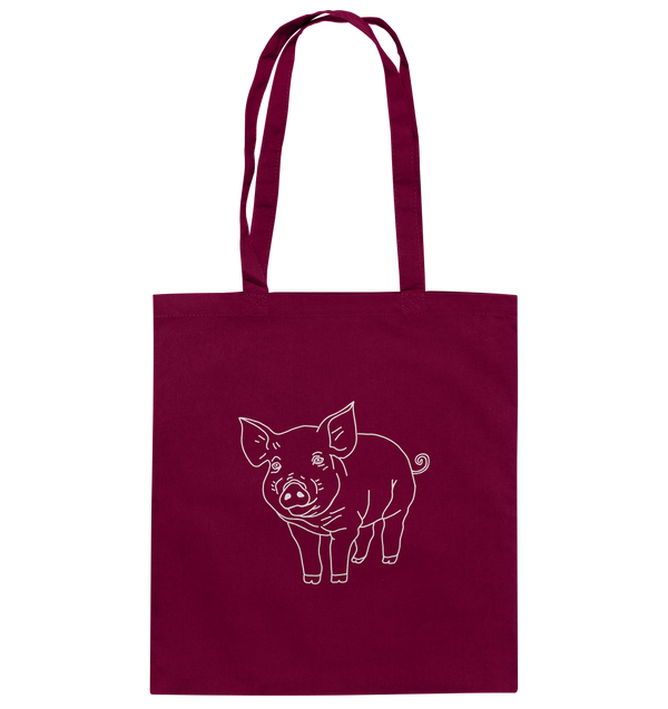 Schwein weiß - Baumwolltasche Einkaufstasche Tier-Shirts.com Burgundy ca. 38x42
