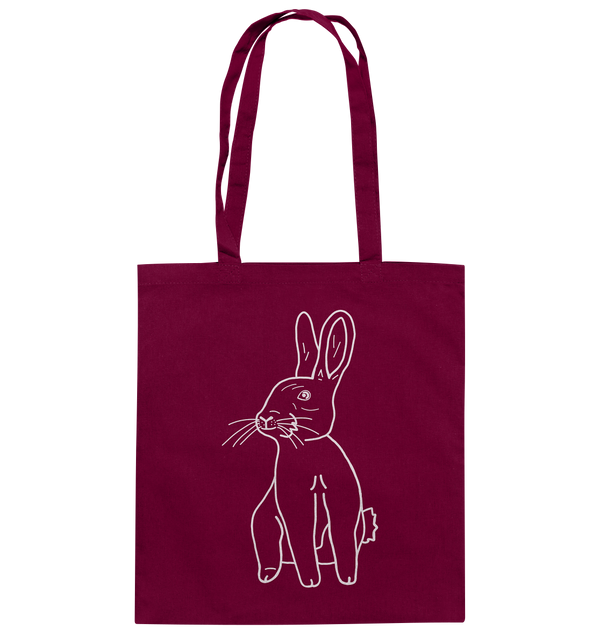 Hase weiß - Baumwolltasche Einkaufstasche Tier-Shirts.com Burgundy ca. 38x42