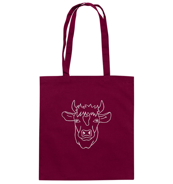 Kuh weiß - Baumwolltasche Einkaufstasche Tier-Shirts.com Burgundy ca. 38x42