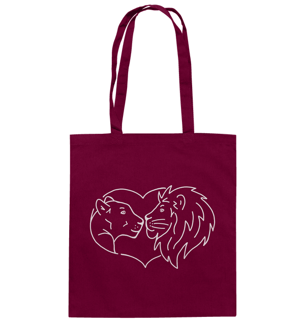 Löwenpaar weiß - Baumwolltasche Taschen Tier-Shirts.com Burgundy ca. 38x42