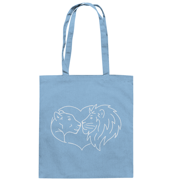 Löwenpaar weiß - Baumwolltasche Taschen Tier-Shirts.com Sky Blue ca. 38x42