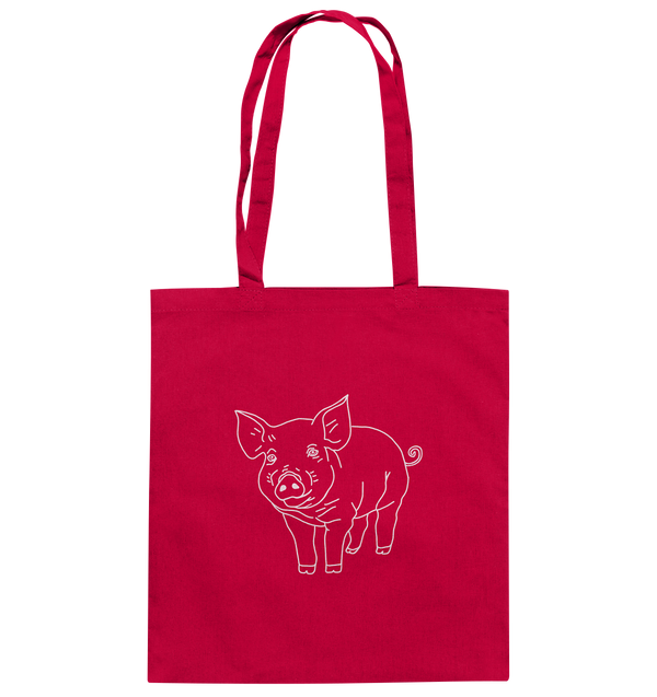 Schwein weiß - Baumwolltasche Einkaufstasche Tier-Shirts.com Classic Red ca. 38x42