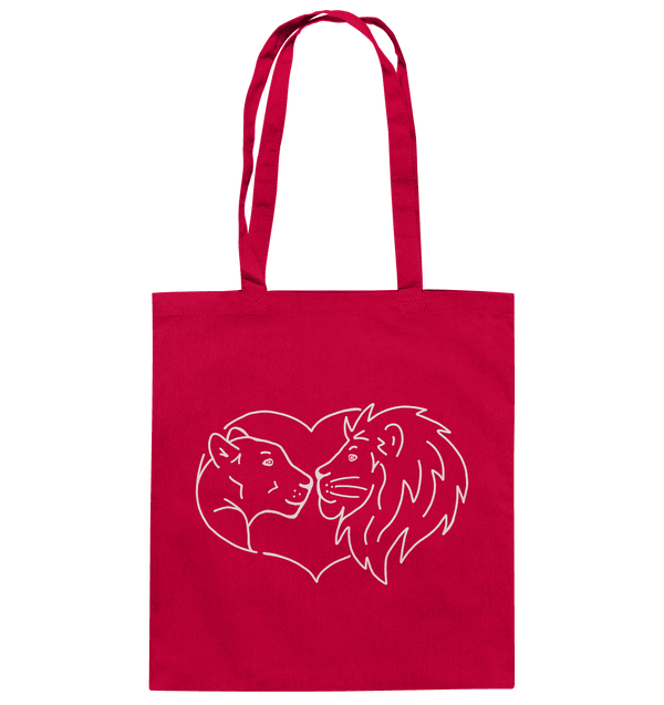 Löwenpaar weiß - Baumwolltasche Taschen Tier-Shirts.com Classic Red ca. 38x42
