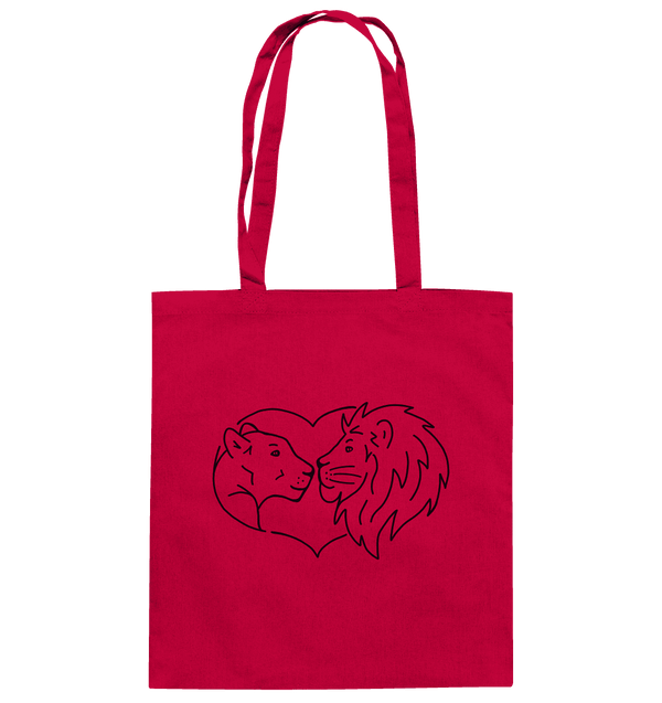 Löwenpaar - Baumwolltasche Taschen Tier-Shirts.com Classic Red ca. 38x42