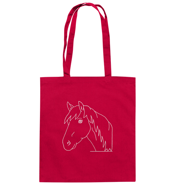 Pferd weiß - Baumwolltasche Einkaufstasche Tier-Shirts.com Classic Red ca. 38x42