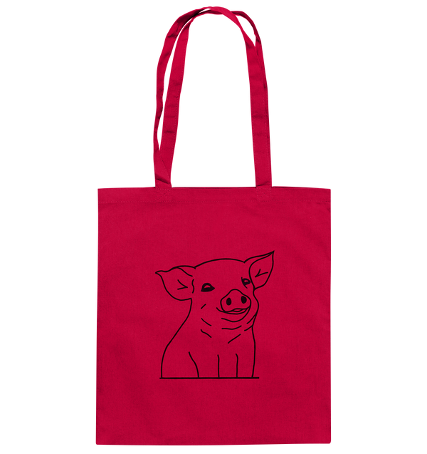 Ferkel schwarz - Baumwolltasche Einkaufstasche Tier-Shirts.com Classic Red ca. 38x42