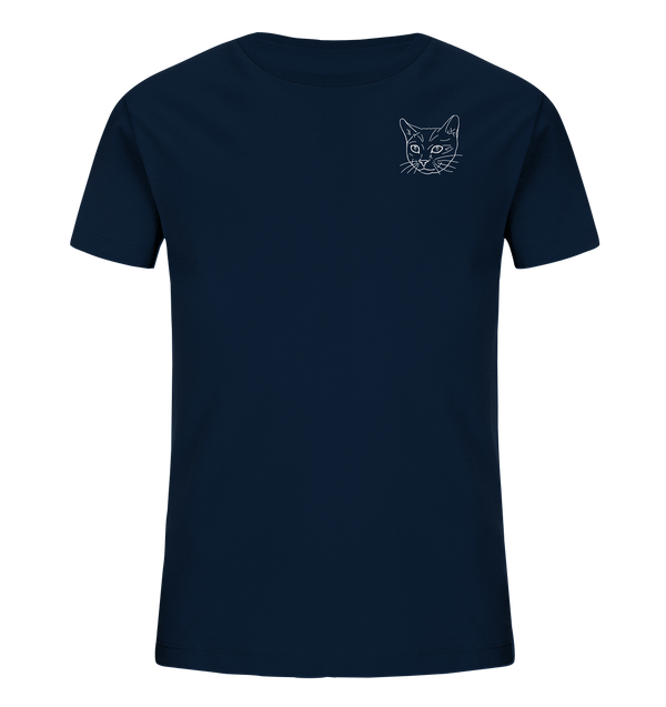 Katze weiß - Organic T-Shirt Kinder T-Shirts Kinder Tier-Shirts.com French Navy 98/104 (3-4)
