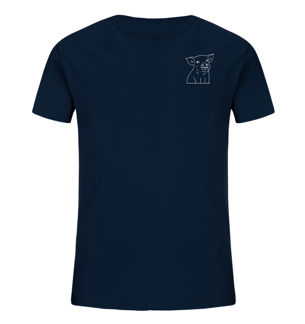 Ferkel weiß - Organic T-Shirt Kinder T-Shirts Kinder Tier-Shirts.com French Navy 98/104 (3-4)