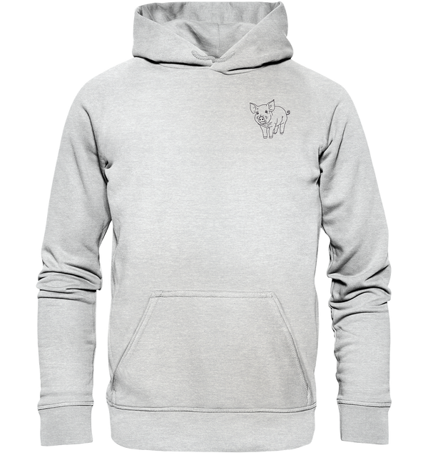 Schwein schwarz - Premium Hoodie Kinder Hoodie Kinder Tier-Shirts.com Heather Grey (meliert) 116