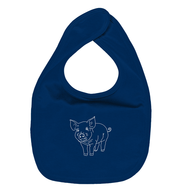 Schwein weiß - Organic Lätzchen Kinder Lätzchen Tier-Shirts.com Nautical Navy One Size