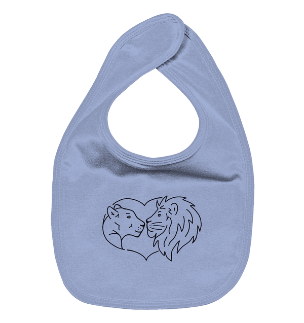 Löwenpaar - Organic Lätzchen Kinder Lätzchen Tier-Shirts.com Dusty Blue One Size